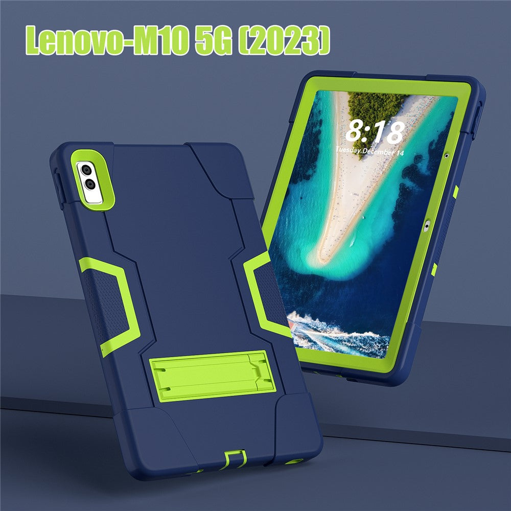 Kickstand Tablet Case for Lenovo Tab M10 5G , Robot Style Dual Color Silicone + PC Anti-drop Cover