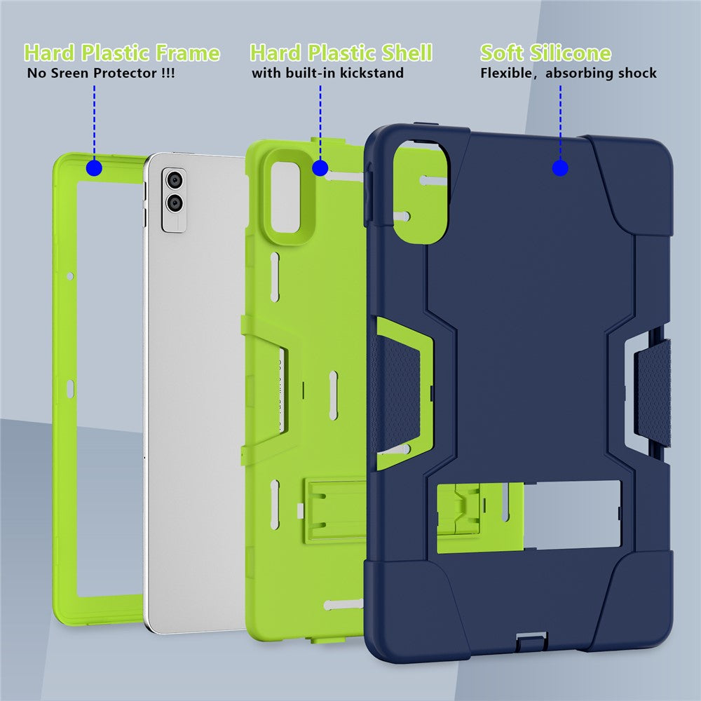 Kickstand Tablet Case for Lenovo Tab M10 5G , Robot Style Dual Color Silicone + PC Anti-drop Cover