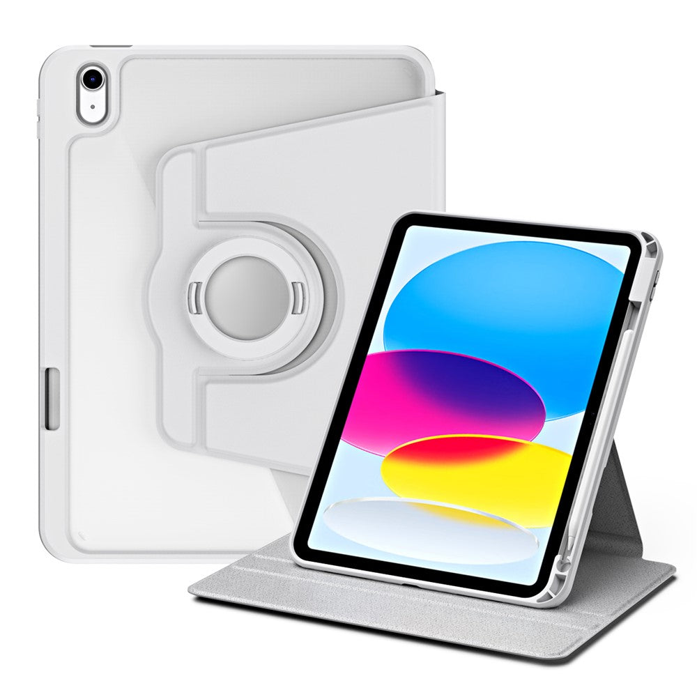 For iPad (2025) / 10.9 (2022) Smart Cover PU Leather+Acrylic Rotary Kickstand Protective Tablet Case