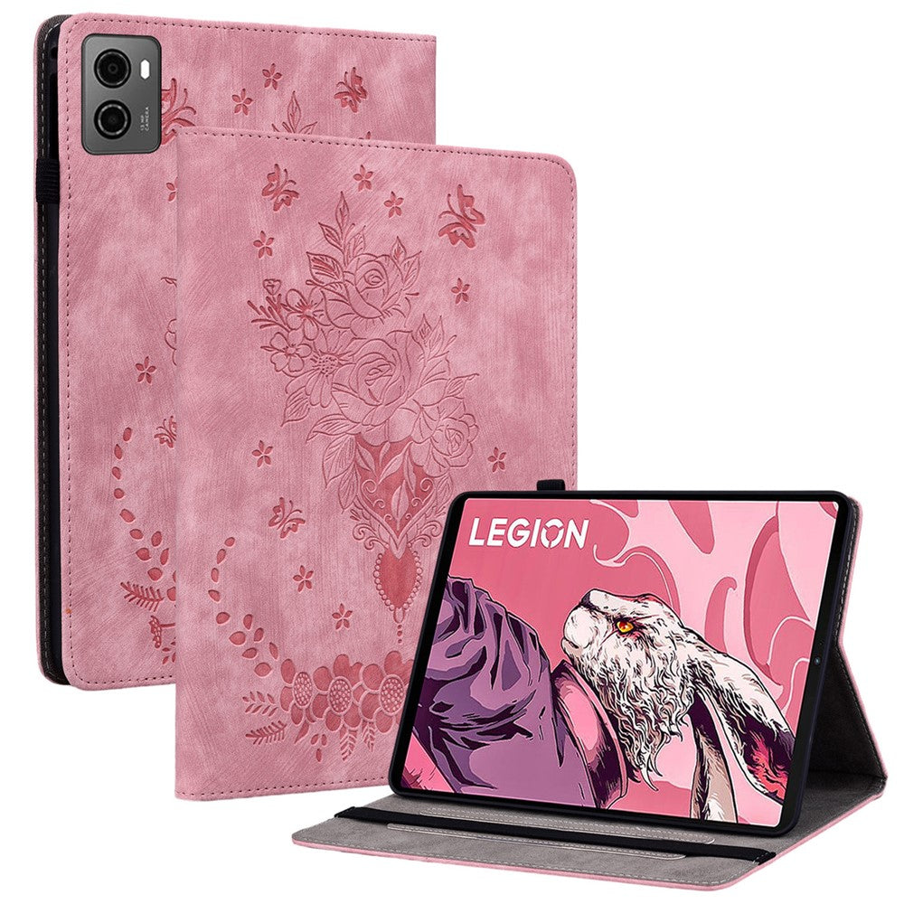 For Lenovo Legion Y700 (2023) / Tab Gen 2 Leather Case Butterfly Rose Imprint Card Slots Tablet Cover