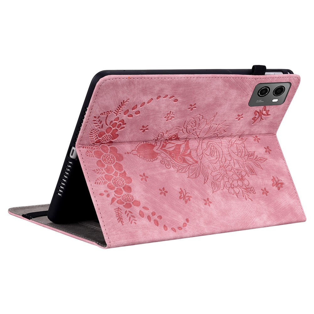 For Lenovo Legion Y700 (2023) / Tab Gen 2 Leather Case Butterfly Rose Imprint Card Slots Tablet Cover