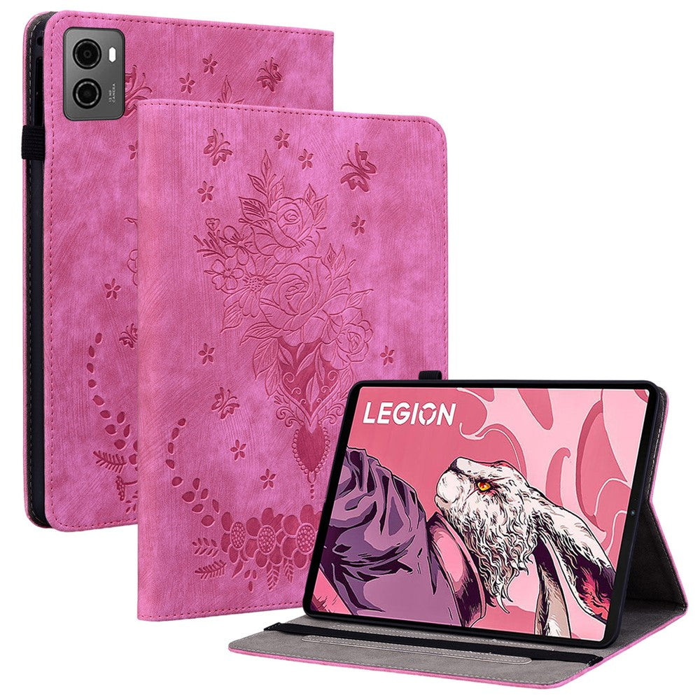 For Lenovo Legion Y700 (2023) / Tab Gen 2 Leather Case Butterfly Rose Imprint Card Slots Tablet Cover