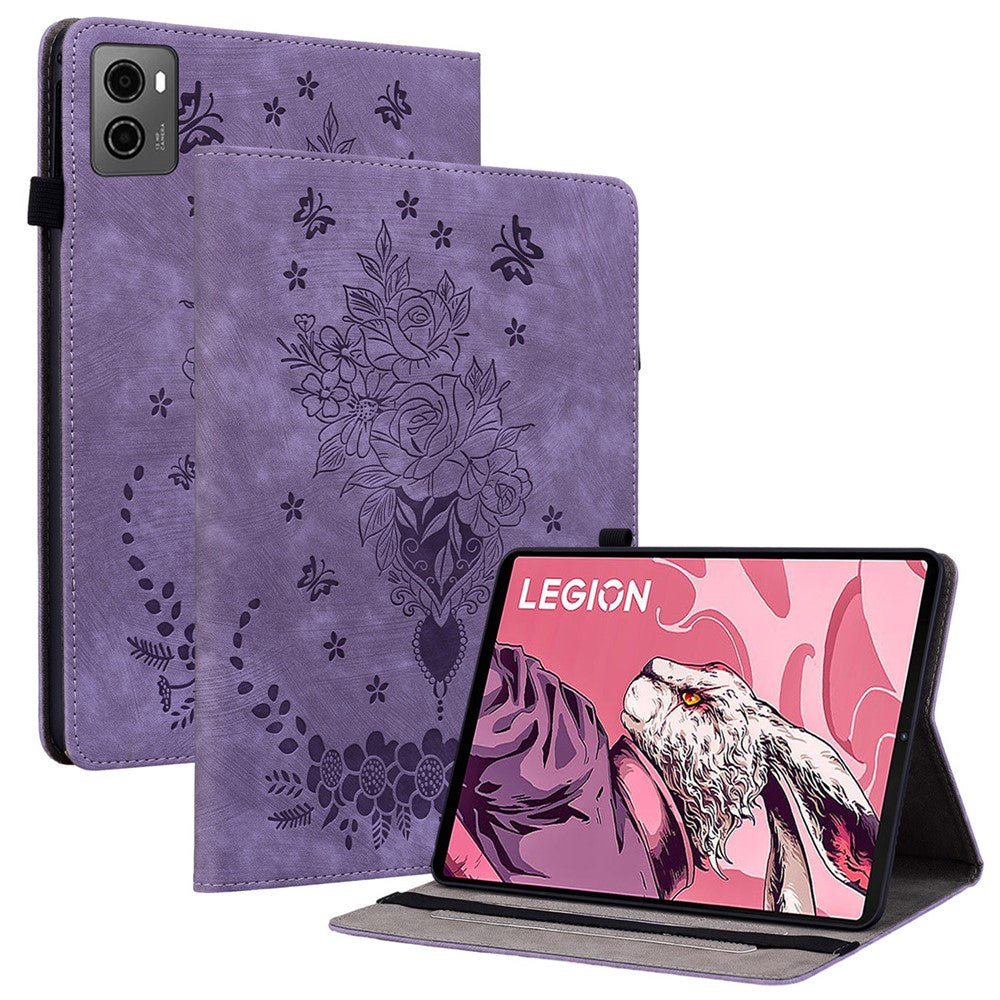 For Lenovo Legion Y700 (2023) / Tab Gen 2 Leather Case Butterfly Rose Imprint Card Slots Tablet Cover