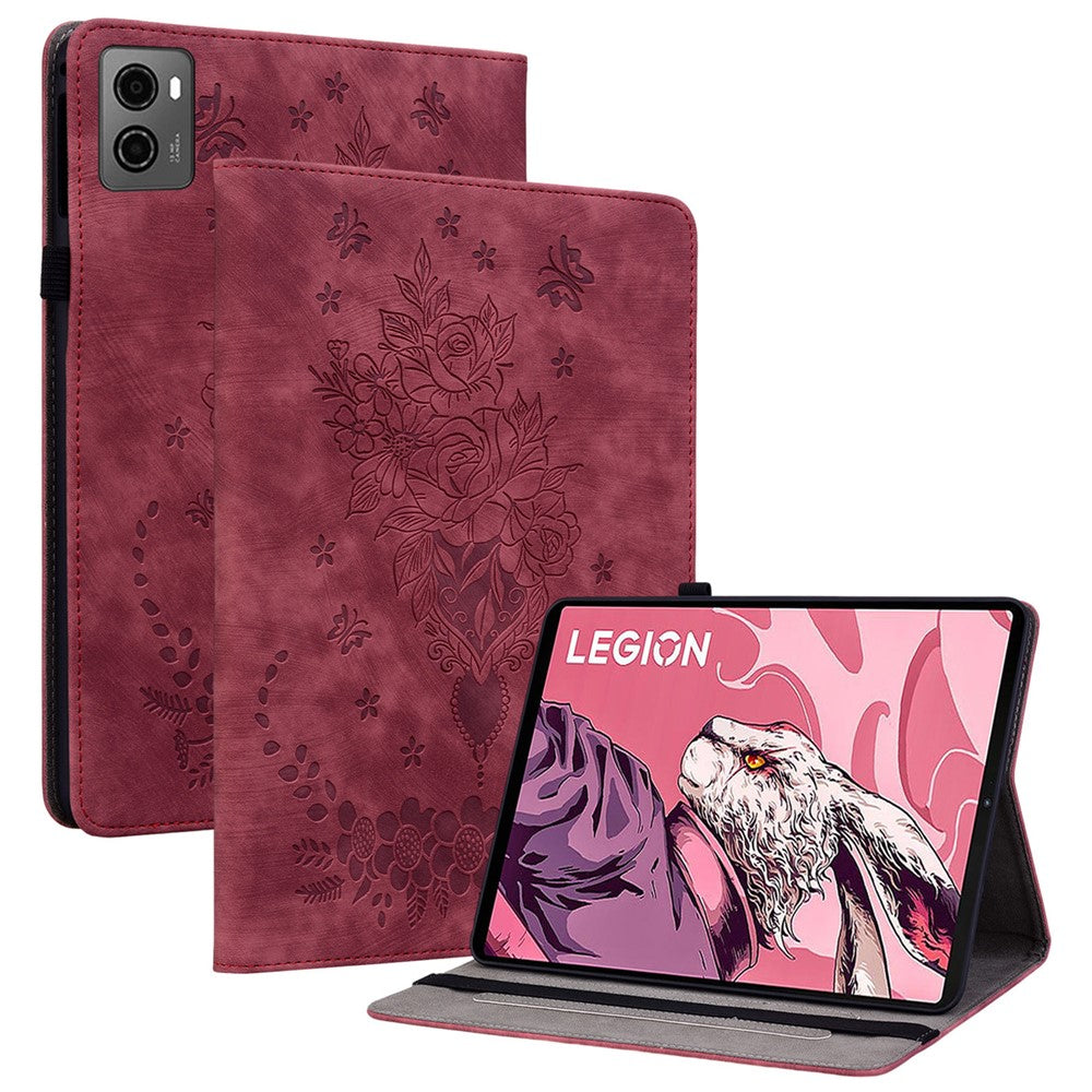 For Lenovo Legion Y700 (2023) / Tab Gen 2 Leather Case Butterfly Rose Imprint Card Slots Tablet Cover