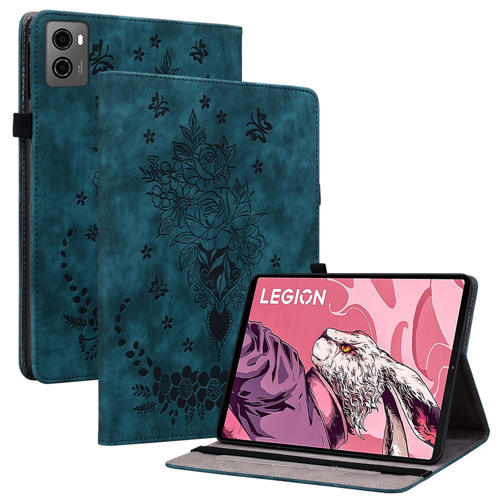 For Lenovo Legion Y700 (2023) / Tab Gen 2 Leather Case Butterfly Rose Imprint Card Slots Tablet Cover