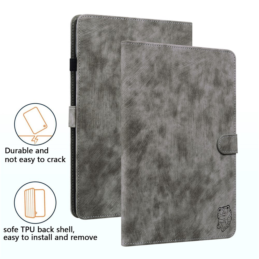 For Lenovo Tab P12 Leather Case Cute Tiger Imprinted PU Leather Card Holder Tablet Cover
