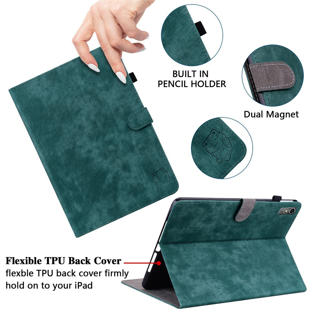 For Lenovo Tab M10 5G Anti-drop Case Imprinted PU Leather Card Holder Tablet Cover
