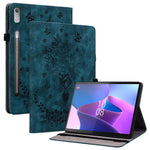 For Lenovo Tab P12 Tablet Cover PU Leather Card Holder Butterfly Rose Imprinted Case