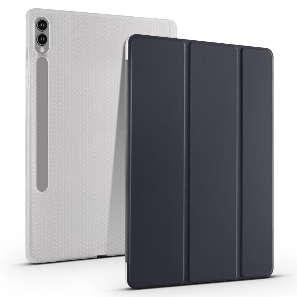 For Samsung Galaxy Tab S9+ Shockproof Tablet Case PU+Transparent TPU Back Cover with Pen Slot