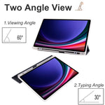 For Samsung Galaxy Tab S9+ Shockproof Tablet Case PU+Transparent TPU Back Cover with Pen Slot