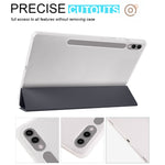 For Samsung Galaxy Tab S9+ Shockproof Tablet Case PU+Transparent TPU Back Cover with Pen Slot