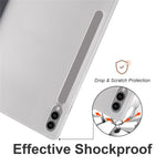 For Samsung Galaxy Tab S9+ Shockproof Tablet Case PU+Transparent TPU Back Cover with Pen Slot