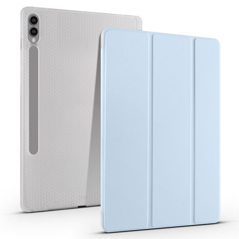 For Samsung Galaxy Tab S9+ Shockproof Tablet Case PU+Transparent TPU Back Cover with Pen Slot