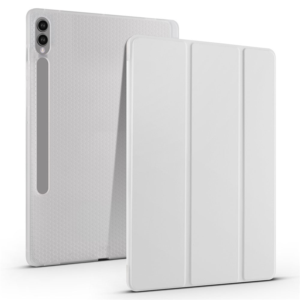 For Samsung Galaxy Tab S9+ Shockproof Tablet Case PU+Transparent TPU Back Cover with Pen Slot