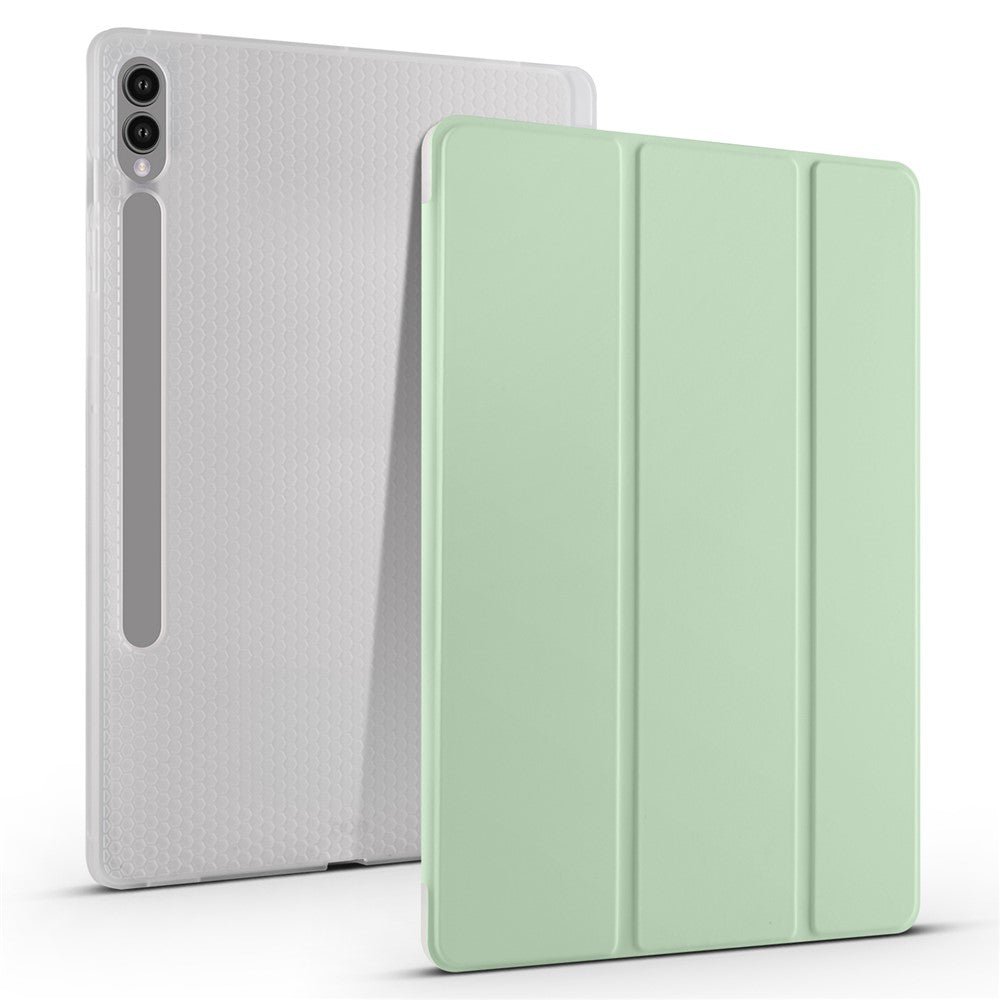 For Samsung Galaxy Tab S9+ Shockproof Tablet Case PU+Transparent TPU Back Cover with Pen Slot