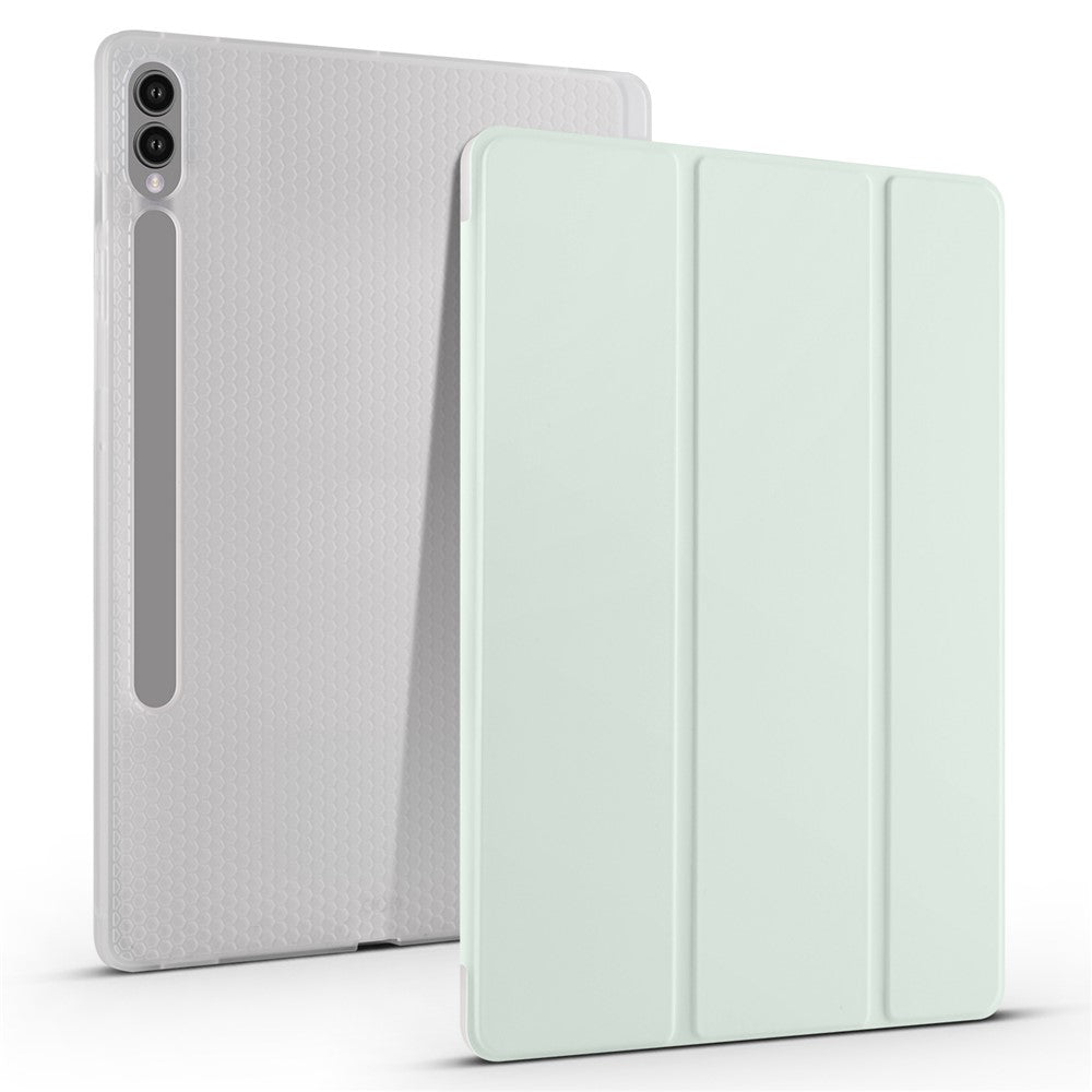 For Samsung Galaxy Tab S9+ Shockproof Tablet Case PU+Transparent TPU Back Cover with Pen Slot