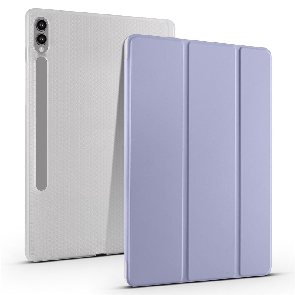 For Samsung Galaxy Tab S9+ Shockproof Tablet Case PU+Transparent TPU Back Cover with Pen Slot