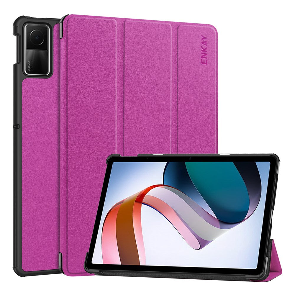 ENKAY HAT PRINCE For Xiaomi Redmi Pad SE Auto Sleep / Wake Cover PU Leather + PC Trifold Stand Tablet Case