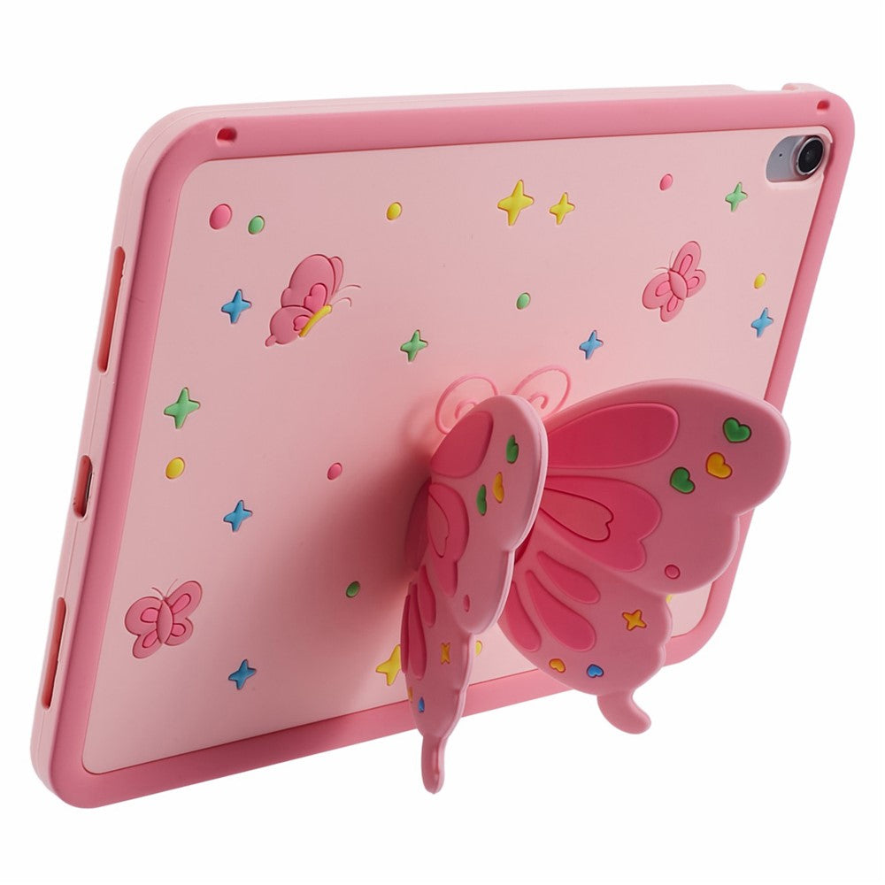 Tabletcover til iPad (2025) / 10.9 (2022) Silikonecover med foldbar sommerfuglestøttefod