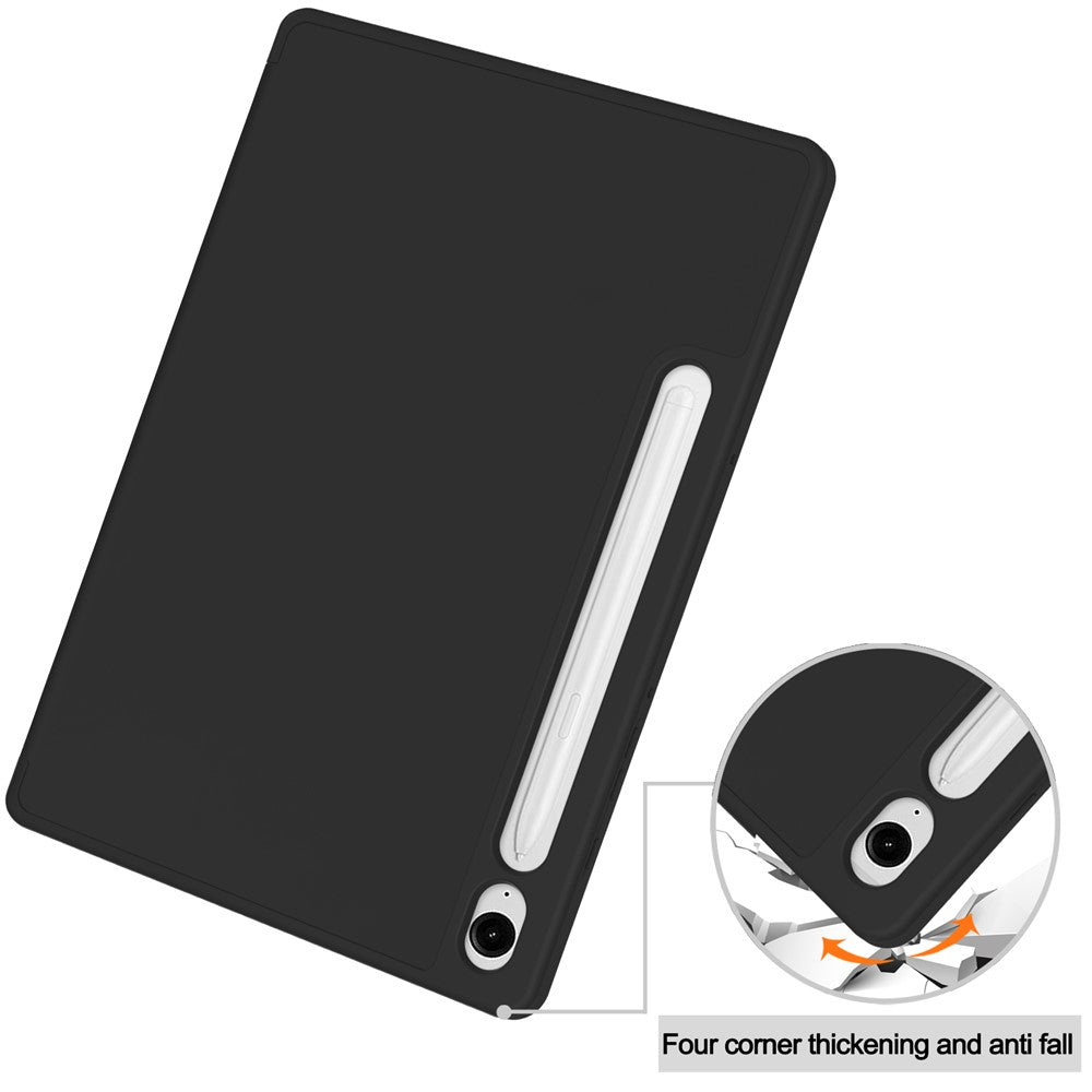 Til Samsung Galaxy Tab S10 FE / S9 FE læder etui med tredobbelt stativ og penneholder tablet cover