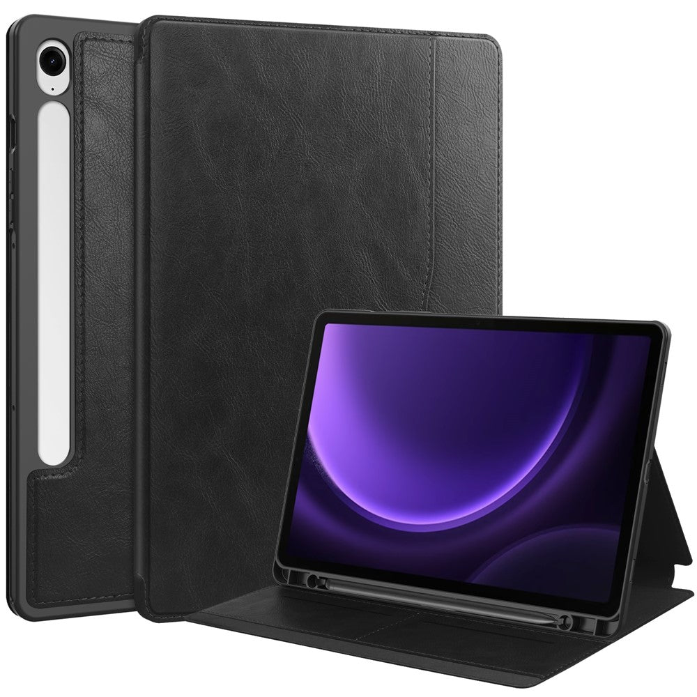 For Samsung Galaxy Tab S10 FE / S9 FE Leather Business Folio Cover Smart Tablet Case with Card Holder