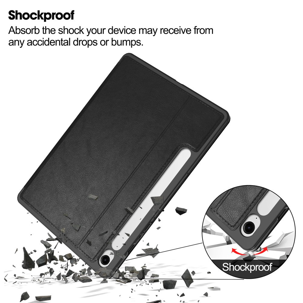 For Samsung Galaxy Tab S10 FE / S9 FE Leather Business Folio Cover Smart Tablet Case with Card Holder