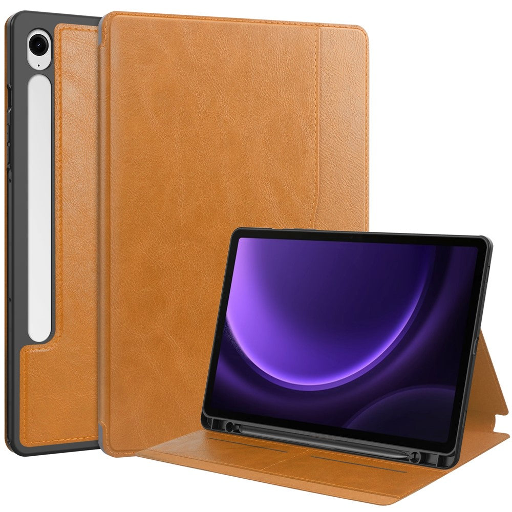 For Samsung Galaxy Tab S10 FE / S9 FE Leather Business Folio Cover Smart Tablet Case with Card Holder