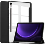 Til Samsung Galaxy Tab S10 FE / S9 FE Tablet Etui Læder+TPU+Akryl Stativ Cover med Penneholder