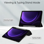 Til Samsung Galaxy Tab S10 FE / S9 FE Tablet Etui Læder+TPU+Akryl Stativ Cover med Penneholder