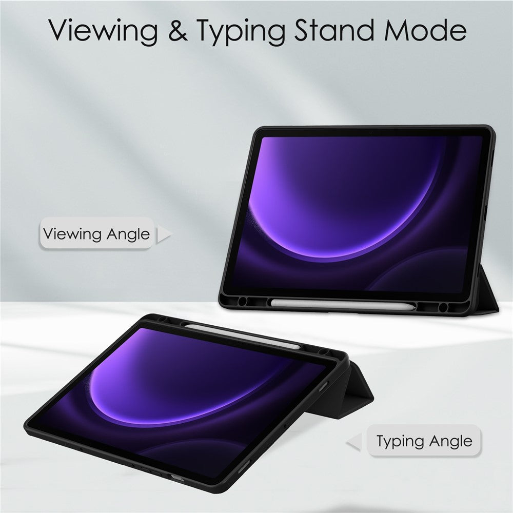 Til Samsung Galaxy Tab S10 FE / S9 FE Tablet Etui Læder+TPU+Akryl Stativ Cover med Penneholder