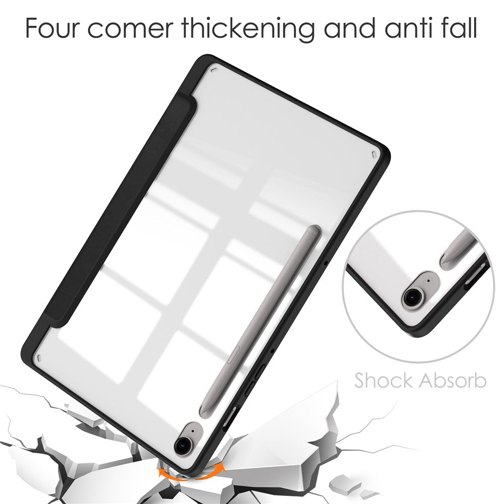 Til Samsung Galaxy Tab S10 FE / S9 FE Tablet Etui Læder+TPU+Akryl Stativ Cover med Penneholder