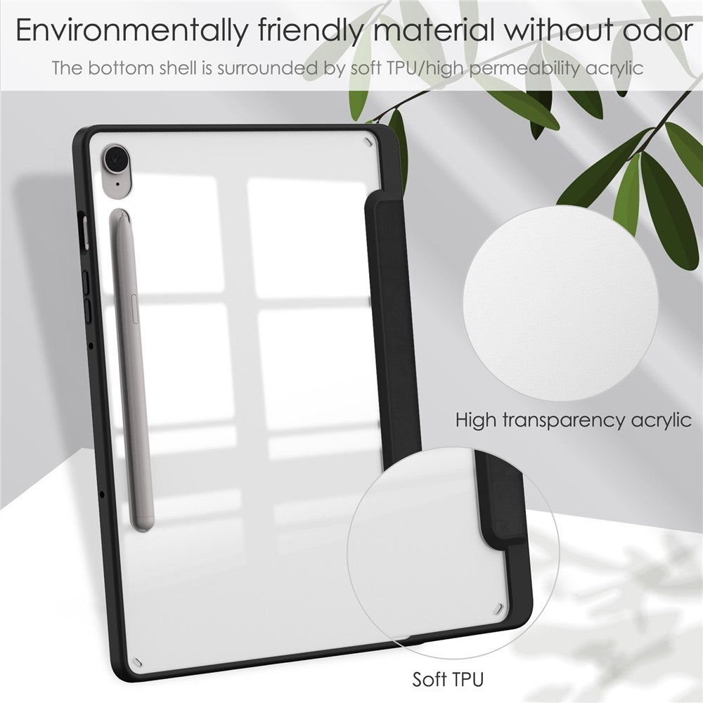 Til Samsung Galaxy Tab S10 FE / S9 FE Tablet Etui Læder+TPU+Akryl Stativ Cover med Penneholder