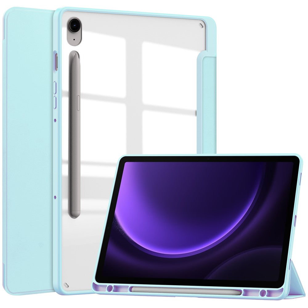 Til Samsung Galaxy Tab S10 FE / S9 FE Tablet Etui Læder+TPU+Akryl Stativ Cover med Penneholder