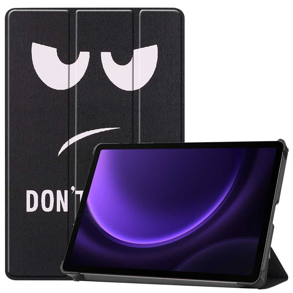 Til Samsung Galaxy Tab S10 FE / S9 FE etui med mønstertryk, tredelt stativ, tabletcover