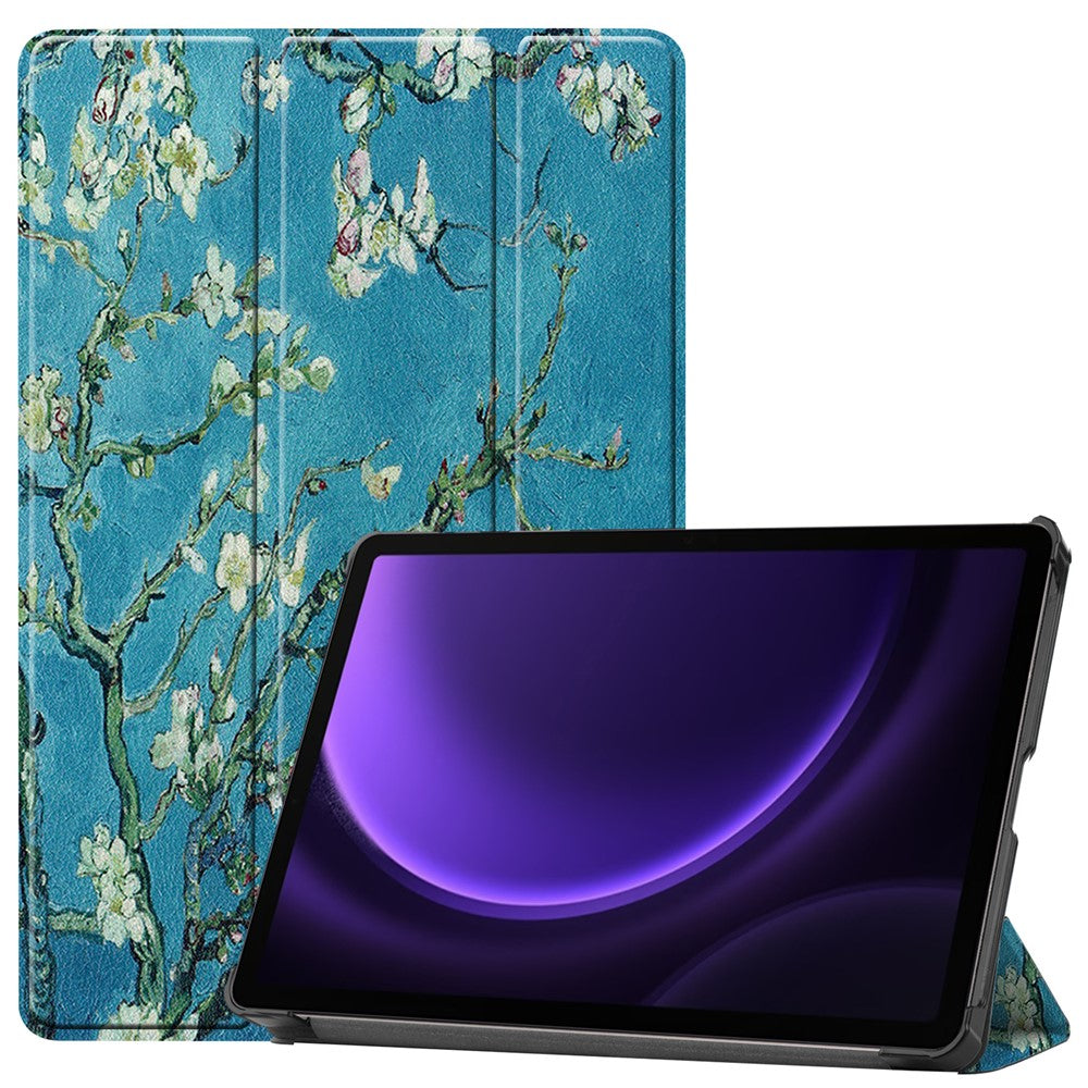 Til Samsung Galaxy Tab S10 FE / S9 FE etui med mønstertryk, tredelt stativ, tabletcover