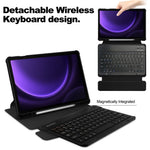 For Samsung Galaxy Tab S10 FE / S9 FE Case Leather+Acrylic Rotary Stand Cover with Bluetooth-Compatible Keyboard