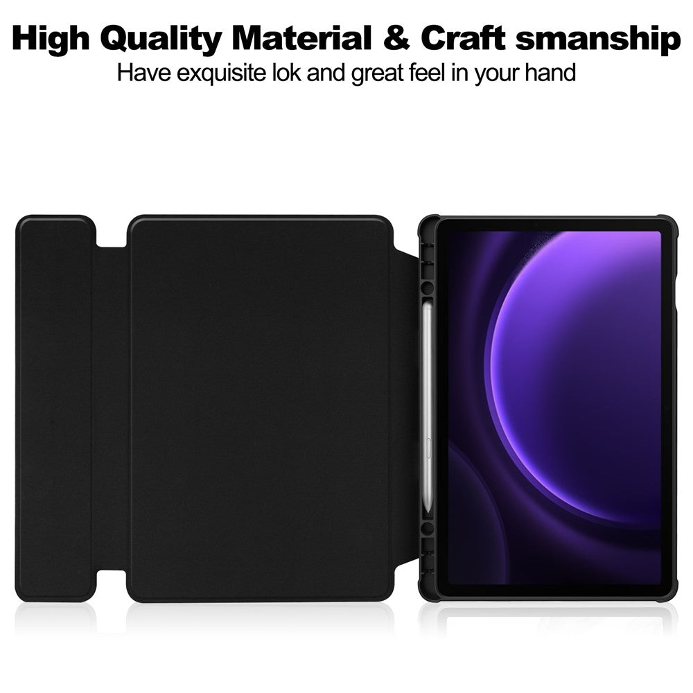 For Samsung Galaxy Tab S10 FE / S9 FE Case Leather+Acrylic Rotary Stand Cover with Bluetooth-Compatible Keyboard