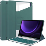 For Samsung Galaxy Tab S10 FE / S9 FE Case Leather+Acrylic Rotary Stand Cover with Bluetooth-Compatible Keyboard