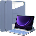 For Samsung Galaxy Tab S10 FE / S9 FE Case Leather+Acrylic Rotary Stand Cover with Bluetooth-Compatible Keyboard