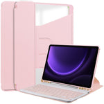 For Samsung Galaxy Tab S10 FE / S9 FE Case Leather+Acrylic Rotary Stand Cover with Bluetooth-Compatible Keyboard