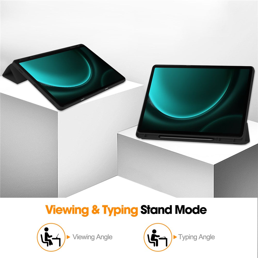 For Samsung Galaxy Tab S9 FE+ Case Tri-fold Stand Pen Slot Tablet Leather Cover