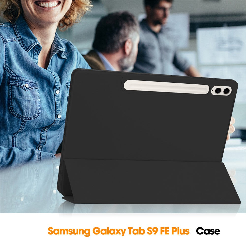 For Samsung Galaxy Tab S9 FE+ Case Tri-fold Stand Pen Slot Tablet Leather Cover