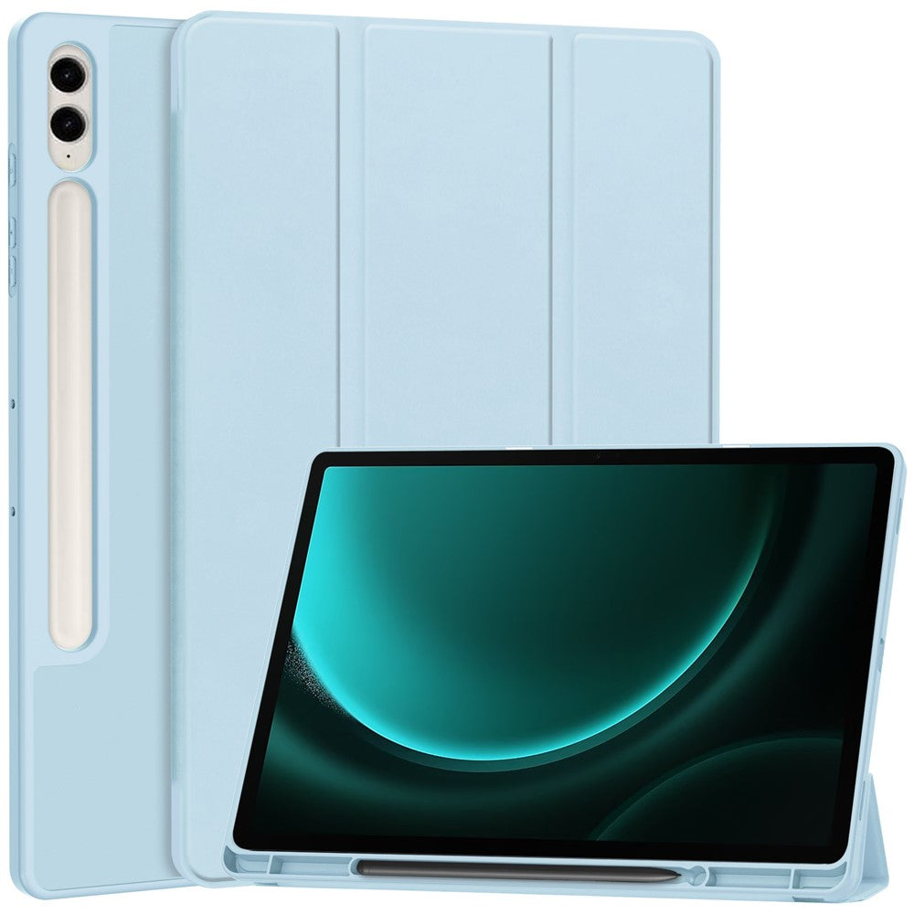 For Samsung Galaxy Tab S9 FE+ Case Tri-fold Stand Pen Slot Tablet Leather Cover