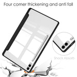 Til Samsung Galaxy Tab S9 FE+ Clear Case Pen Slot Tablet Tri-fold Stand Cover