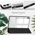 Til Samsung Galaxy Tab S9 FE+ Clear Case Pen Slot Tablet Tri-fold Stand Cover