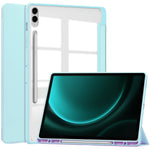 Til Samsung Galaxy Tab S9 FE+ Clear Case Pen Slot Tablet Tri-fold Stand Cover