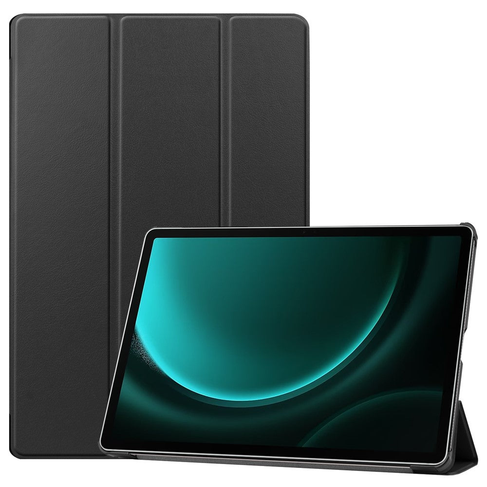 Til Samsung Galaxy Tab S9 FE+ Læderetui Tablet Cover med Treflad Stand