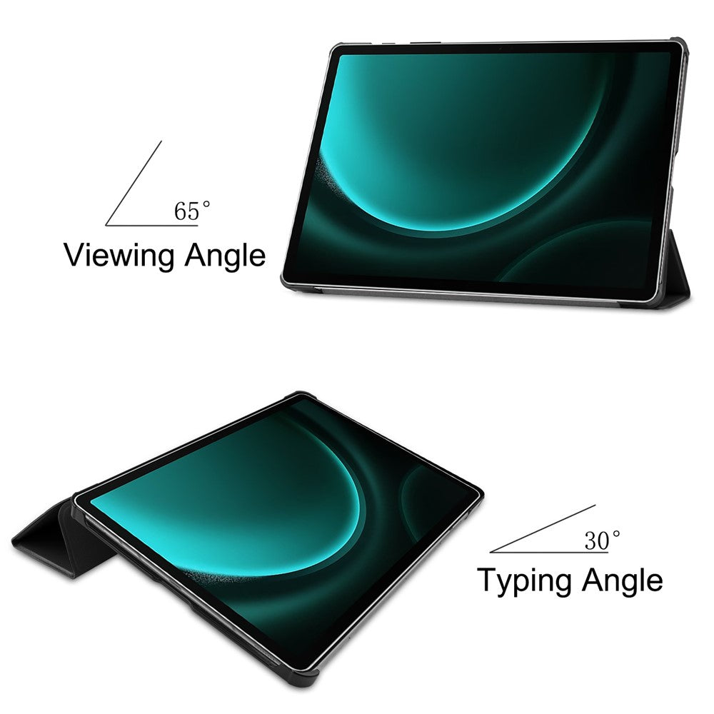 Til Samsung Galaxy Tab S9 FE+ Læderetui Tablet Cover med Treflad Stand