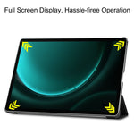 Til Samsung Galaxy Tab S9 FE+ Læderetui Tablet Cover med Treflad Stand