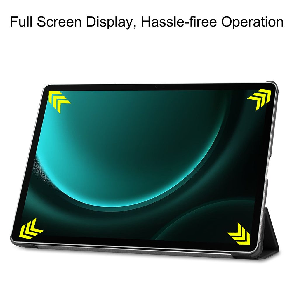 Til Samsung Galaxy Tab S9 FE+ Læderetui Tablet Cover med Treflad Stand